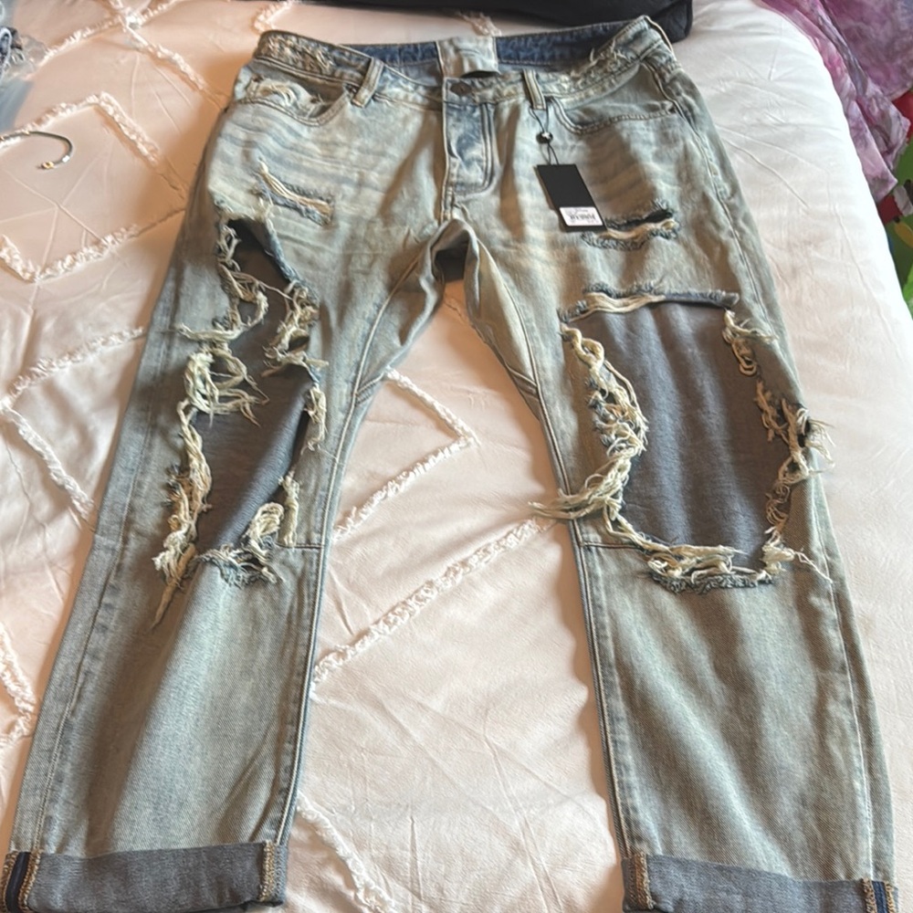 One Teaspoon Blue Skinny Jeans Vintage Distressed